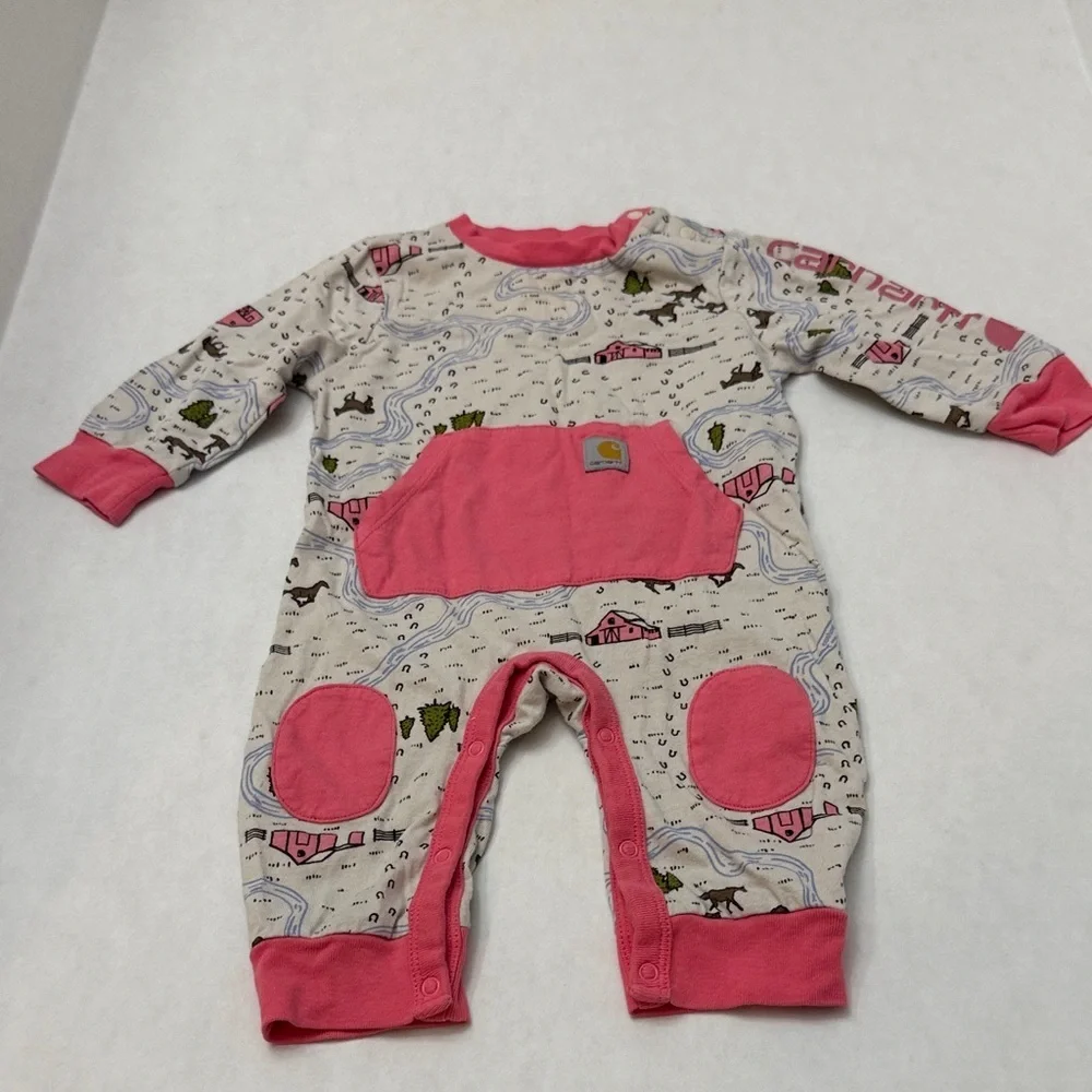 Carhartt Kids Footie in Pink and Cream